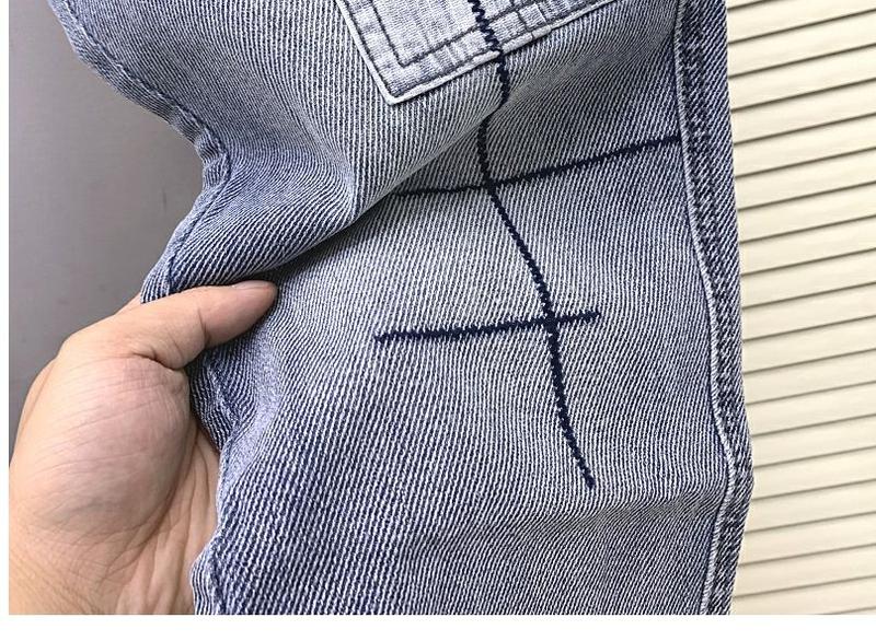 Product Introduction of 2024 Casual Denim Jeans for Men Luxury Clothes Spring and Autumn Wash Patchwork Designer Jeans Korean Style Tapered Leg Pants 6