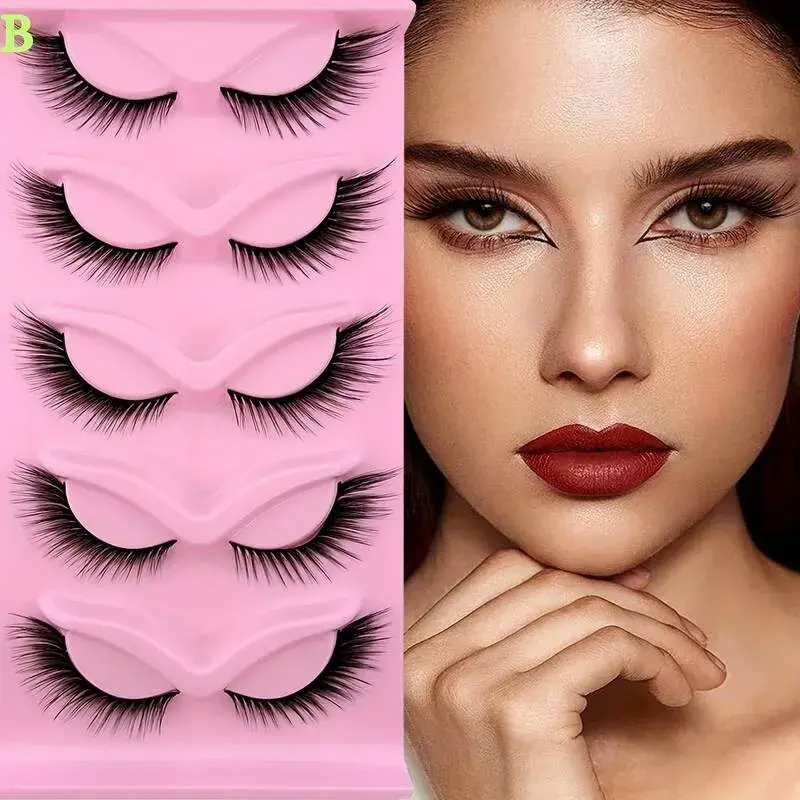5 Pairs Fluffy Cat Eye Lashes Cluster Faux Mink False Eyelashes Natural Curling - Makeup, Eyelashes Extensions Cosmetic  Eyelash Extension