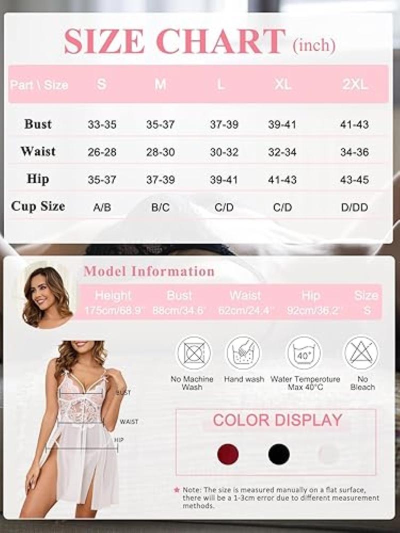 Product Introduction of Laven & Ivory Women's Lace Babydoll Dress – Elegant Sheer Sleepwear with Matching G-String, V-Neck Nightwear, Delicate Loungewear Outfit 0