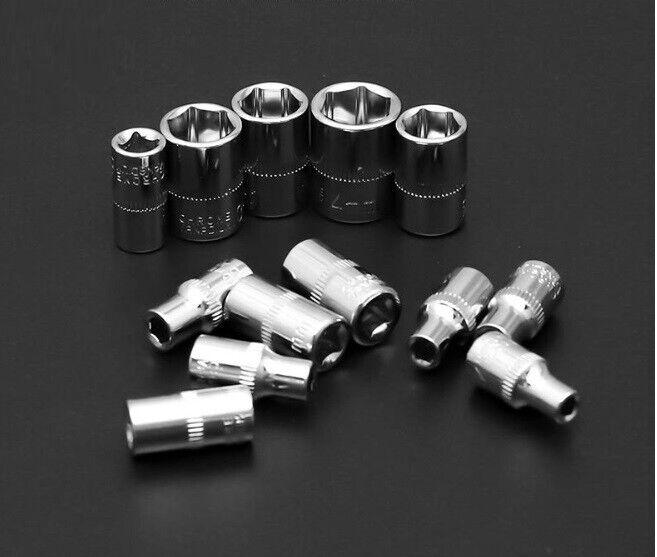 46 PCS 1/4" DR Ratchet Socket Wrench Set Mechanic Tool Kit Extension Bar Repair 4
