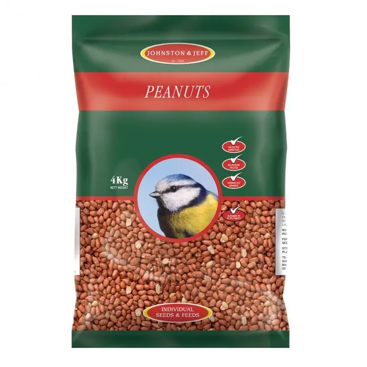 Johnston & Jeff Premium Peanuts 4kg - Energy-Rich, Shelled Peanuts for Bird Feeding and Wildlife 0