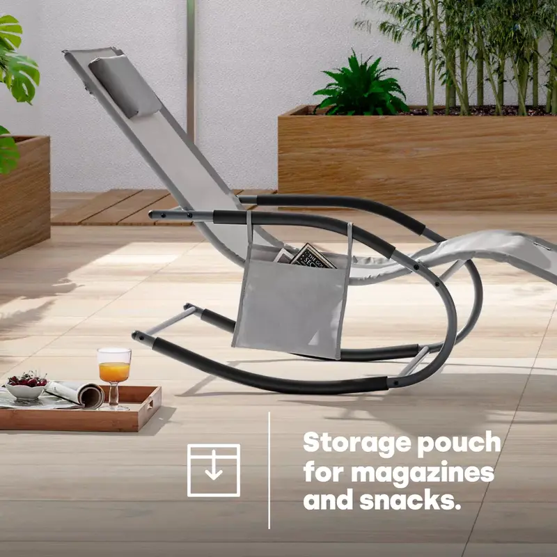 Rocking Gravity Sun Lounger Textoline Folding Armrest Recliner Garden Bed Deck Deck Chair Rocking Recliner Garden Bed Reclining Chair With Armrest - Ideal For Patio Back Garden Camping Picnic Beach Relaxing 7