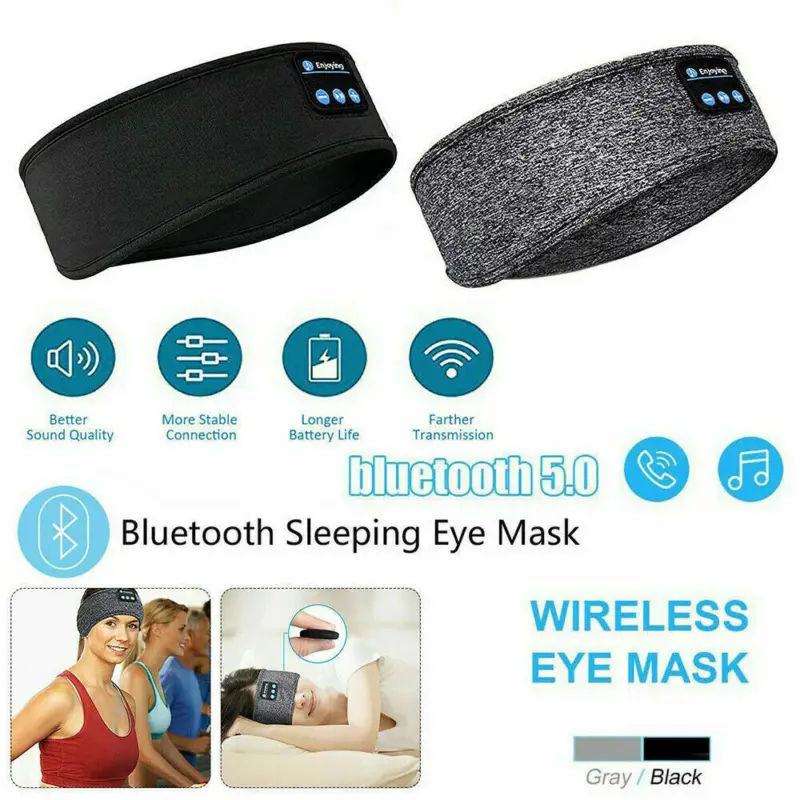 UK Wireless Bluetooth Headband Sleeping Eye Mask Headphones Headset Music Sports 1