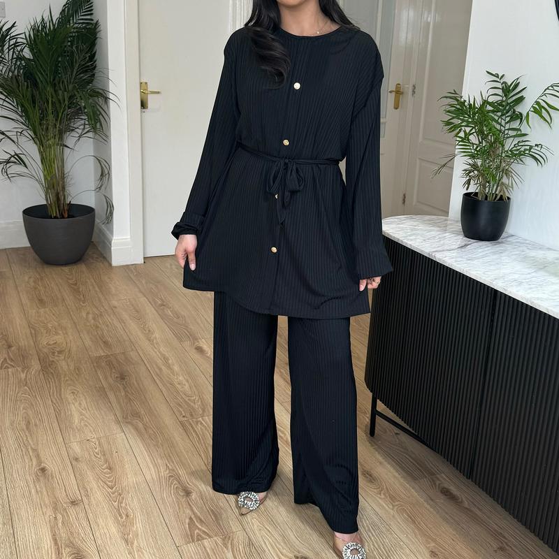 STYLEME LADIES 4 BUTTON RIBBED CO ORD SET MODEST WEAR 7