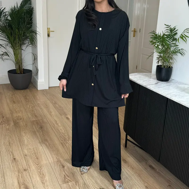 STYLEME LADIES 4 BUTTON RIBBED CO ORD SET MODEST WEAR 7