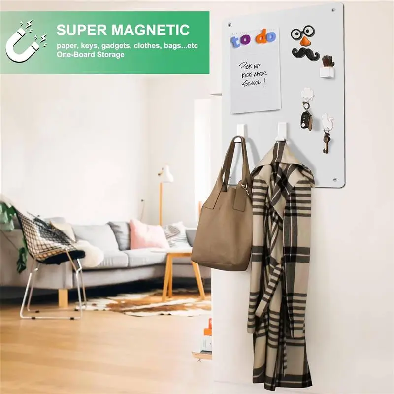 Large Magnet White Board for Fridge A3, Kids Magnetic Board for Wall, Magnetic Notice Boards for Home, Stick on Metal Magnet Board 30x43.5cm (White - 2Pack) 5