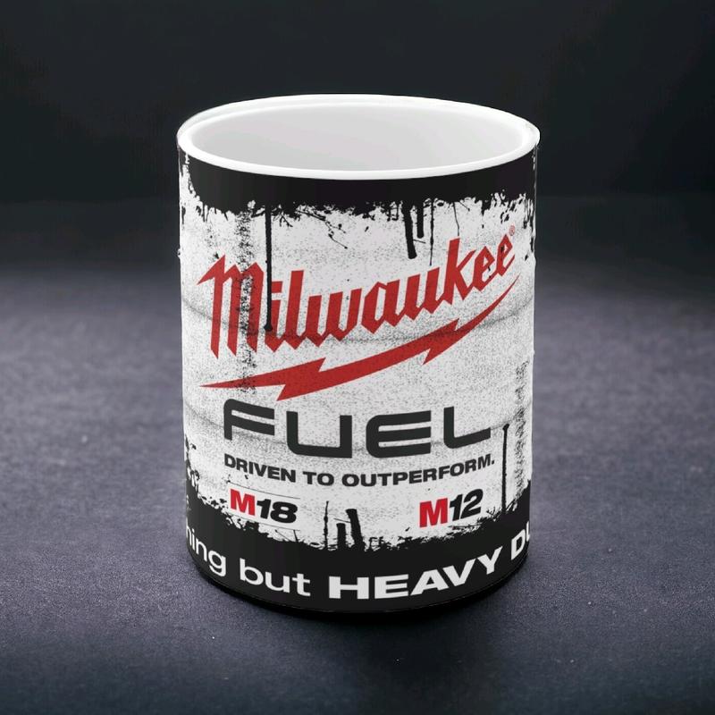 Retro Vintage White Milwaukee Power Tools Oil Can Mug Car Mechanic Tea Coffee Mug Drinkware Tumbler Washable Ceramic Reuse Cup drinking glass Reusable 1