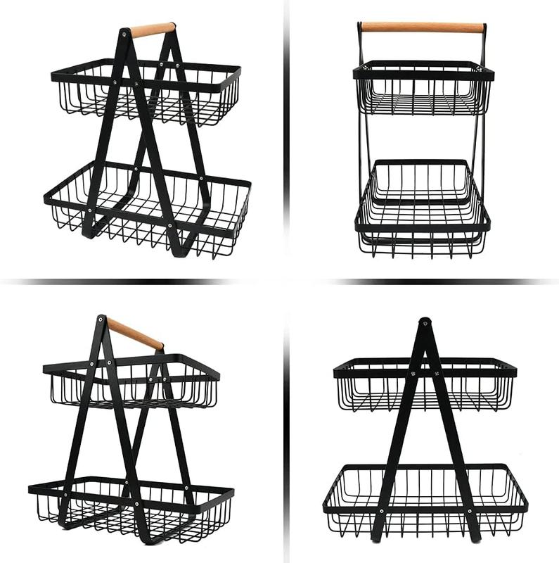 2-Tier Fruit Storage Basket – Multi-Purpose Fruit & Vegetable Holder, Bread Basket & Kitchen Organizer Decorative 6