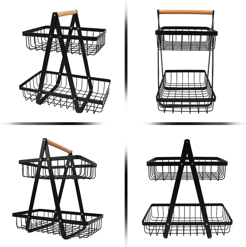 2-Tier Fruit Storage Basket – Multi-Purpose Fruit & Vegetable Holder, Bread Basket & Kitchen Organizer Decorative 5