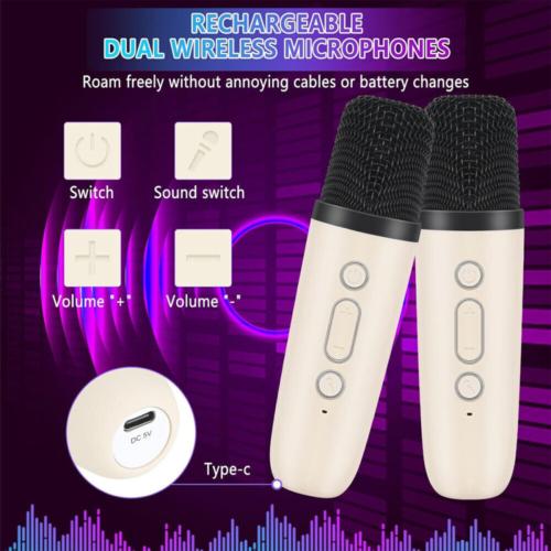 Product Introduction of Kid Mini Karaoke Machine Portable Bluetooth Speaker with 2 Wireless Microphone 17