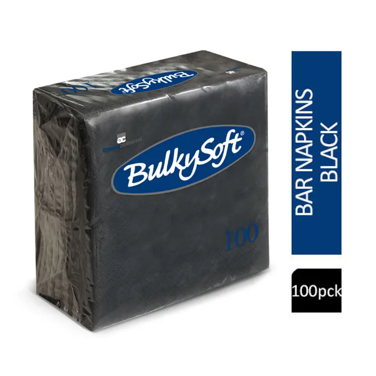 Bulky Soft Bar Napkins / Serviettes 2ply 23cm BLACK {100}