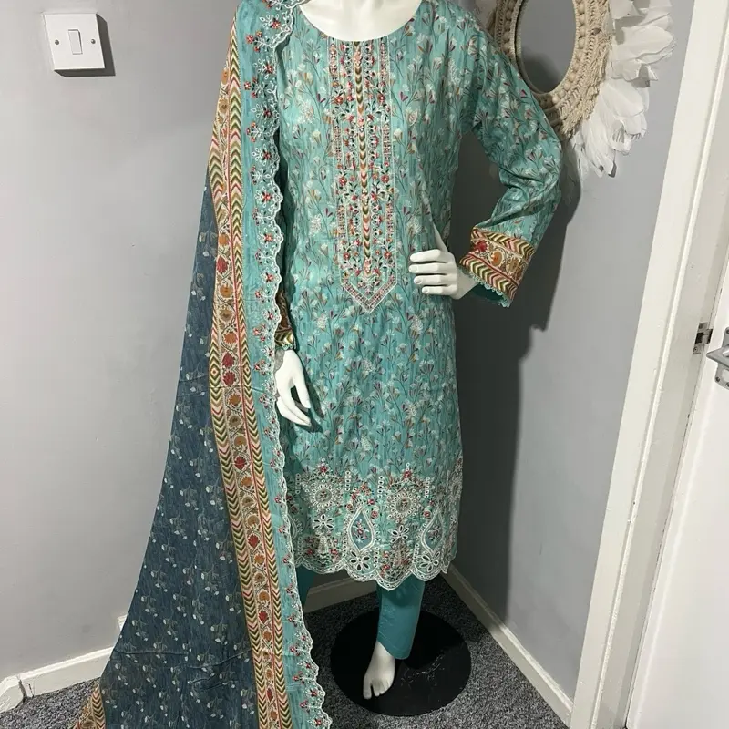 Pakistani-suits Riwayat 3pc beautiful embroidered lawn collection with plain trouser and embroidered duppata…