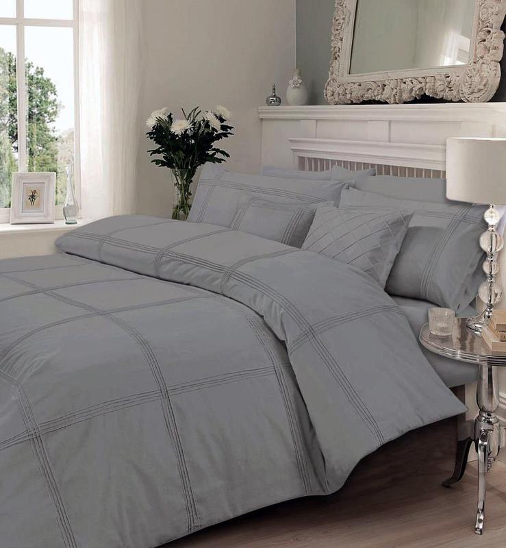 Hamlet Pintuck Pleated Quilt Duvet Cover Bedding Set with Pillowcases All Sizes 4