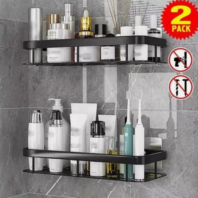 2Pcs Bathroom Shower Caddy Shelf Organizer No Drill Wall Mounted Shower Shelves Racks 0