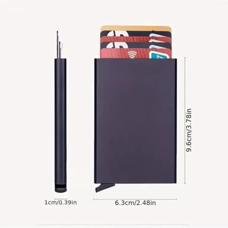 Credit Card Holder Mens Slim Anti-Theft Aluminium RFID Blocking Wallet ID Holder cardholders brown minimalist men's men 6