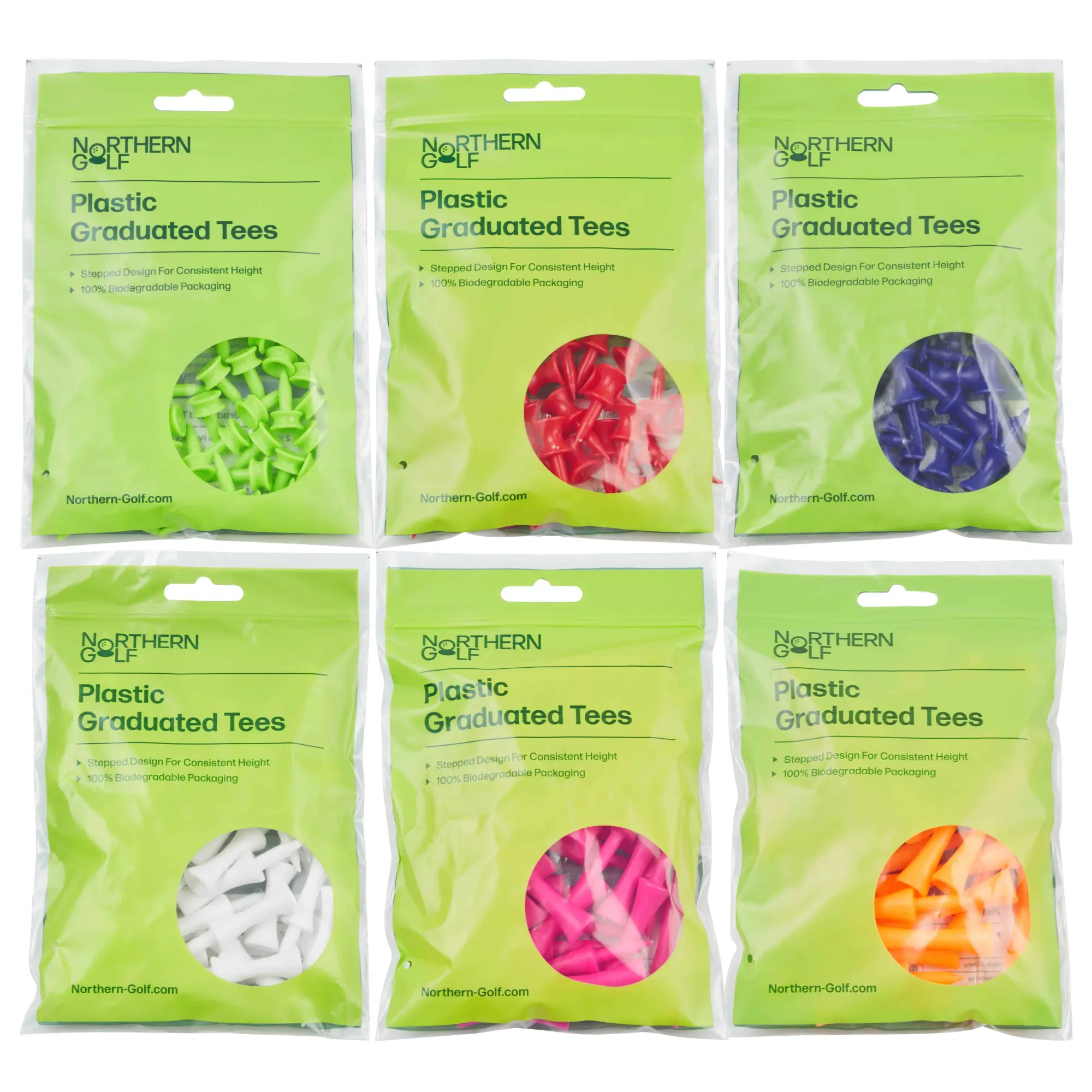 Northern Plastic Castle Golf Tees - Twinpack Savings - Strong & Durable - Various Sizes