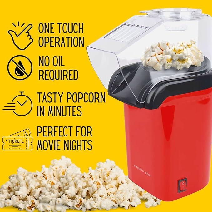 Domestic King Popcorn Maker Home Made Popcorn Machine 1200W with Measuring Cup Healthy Snack No Oil Electric Popcorn Makers 3