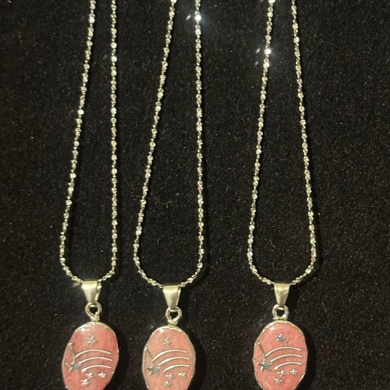 Rhodonite and Tigers eye, Red Jasper, Rose Quartz pendants 4
