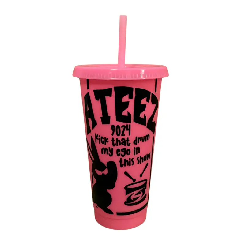 Ateez Crazy Form Inspired Cold Cup Bottle Drinkware Lid Straw Portable Tumbler Reusable Washable 1