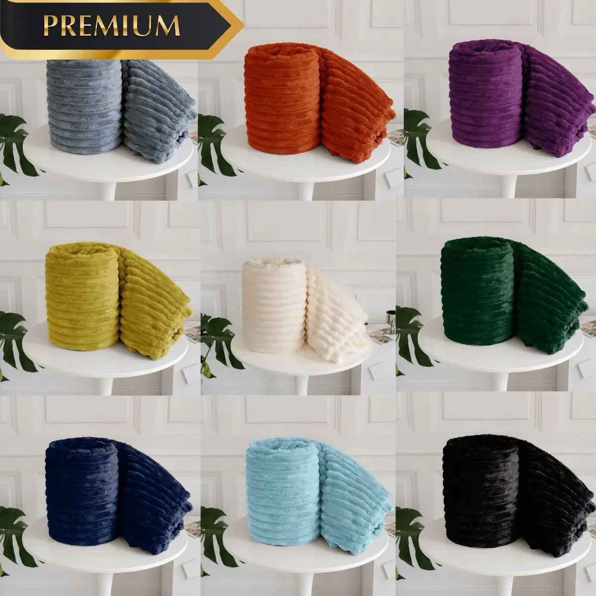 Premium Warm Sleeping Chunky Cord Faux Fur Throws Blankets for Bed Couch Sofa Chair - Super Soft Blankets for Double & King  Bedding Supplies- Multiple Colors Available