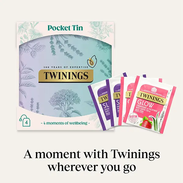 Twinings Blue Pocket Tin With 4 Teas & Infusions Natural Beverage