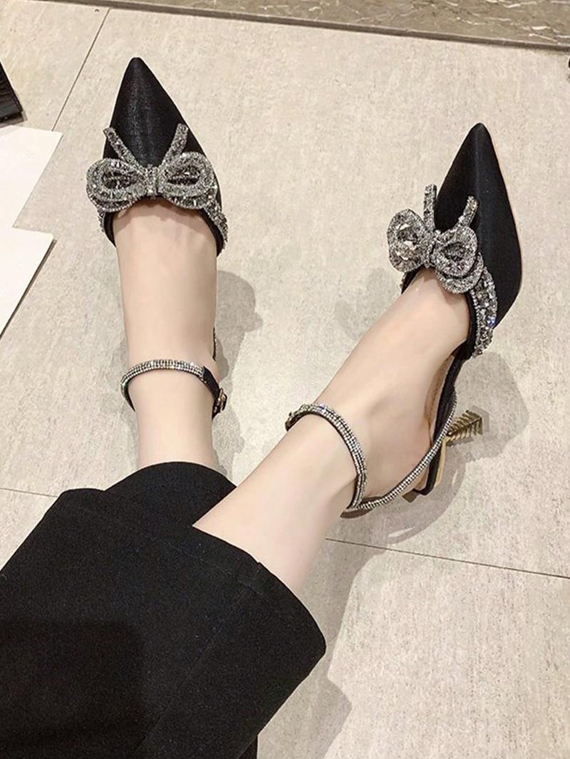 Product Introduction of 2025 Women's Elegant High Heel Shoes With Bow Decoration With Dress Cheer Footwear Summer 4