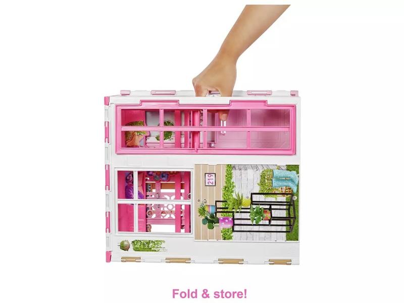 Foldable Barbie Dolls House and Doll Playset 4