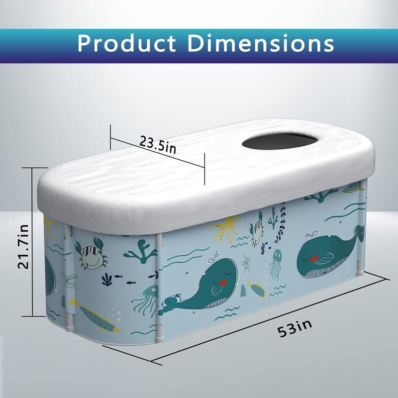 140cm Extra Large Portable Foldable Bathtub with Cover for Adult, Family SPA Soaking Tub for Small Bathroom, Thicken Multiple Layer Bathtub with Lid for Shower Stall  [Plus A Free Gift] 8