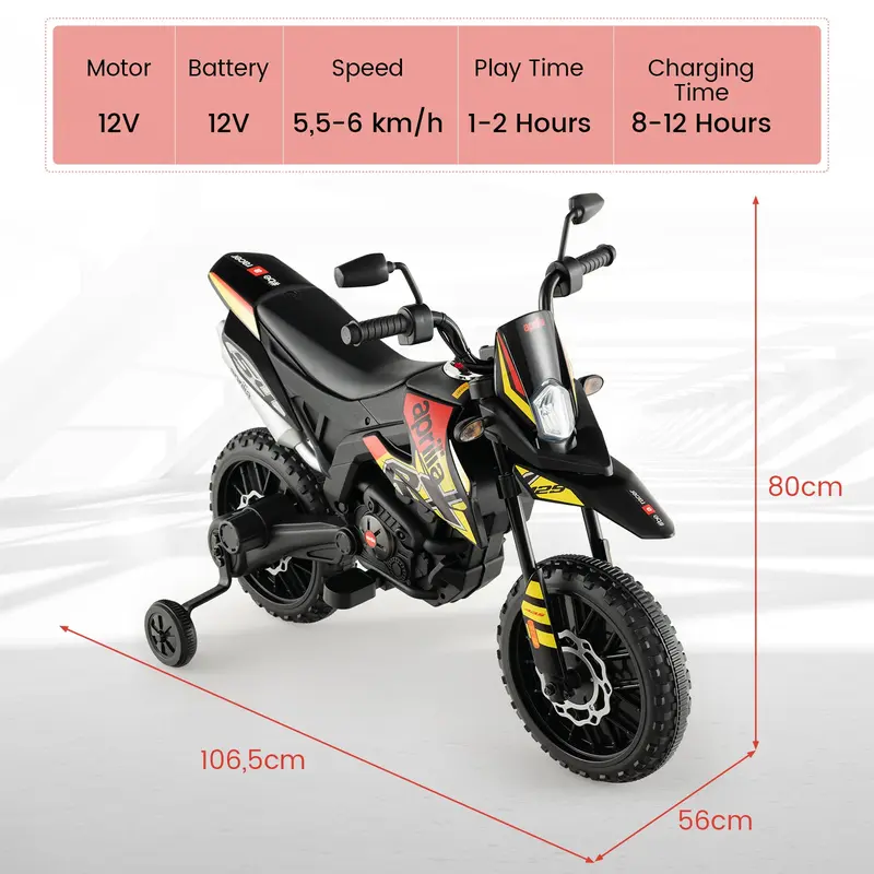 Toddler Motorbike with Music for 3-8 Years Old Kids-Black 3