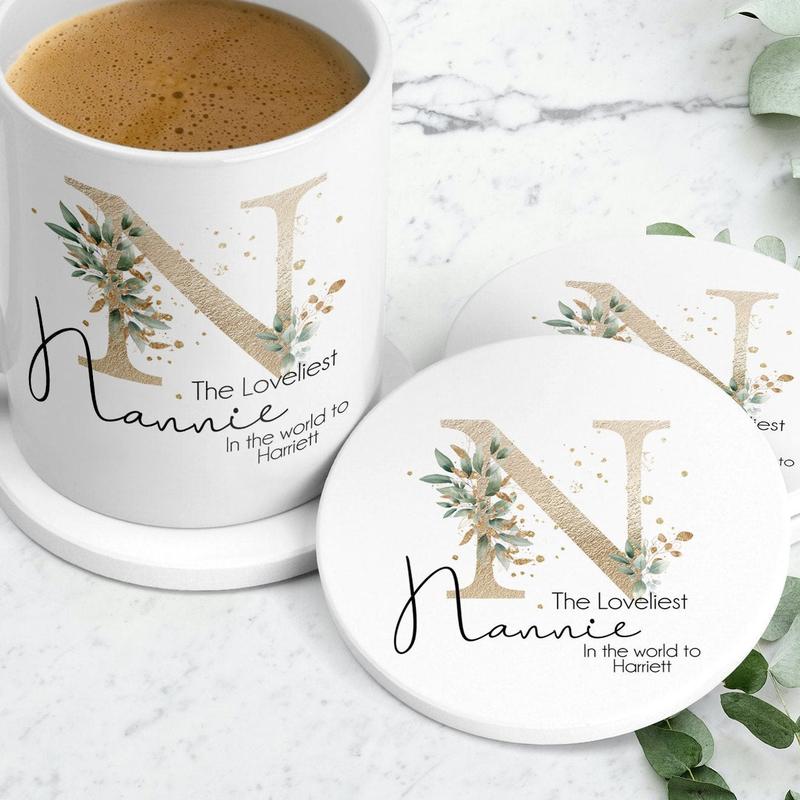Personalised Ceramic Mug & Coaster - Gift For Grandma - Nannie Mug - Loveliest Nanny Drinkware Glossy 3
