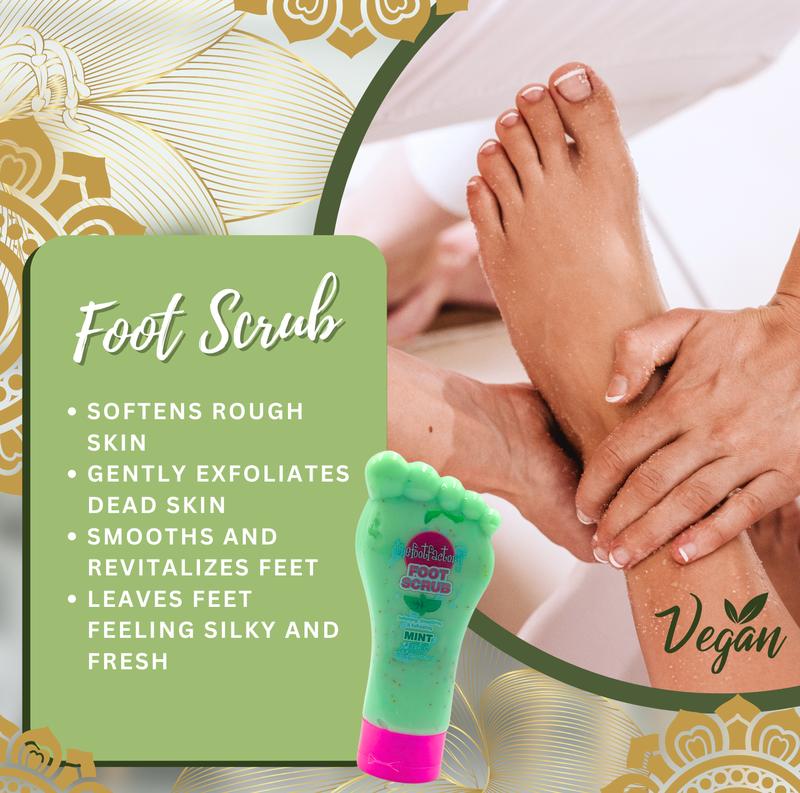 The Foot Factory Hydrating Soothing Soak Foot Scrub Nourishing Lotion Mint Set for Softer Moisturized Nails and Smoother Silky Feet - Moisturiser and Exfoliator Exfoliant Foot Scrub Moisture Moisturizing Hydrate 2