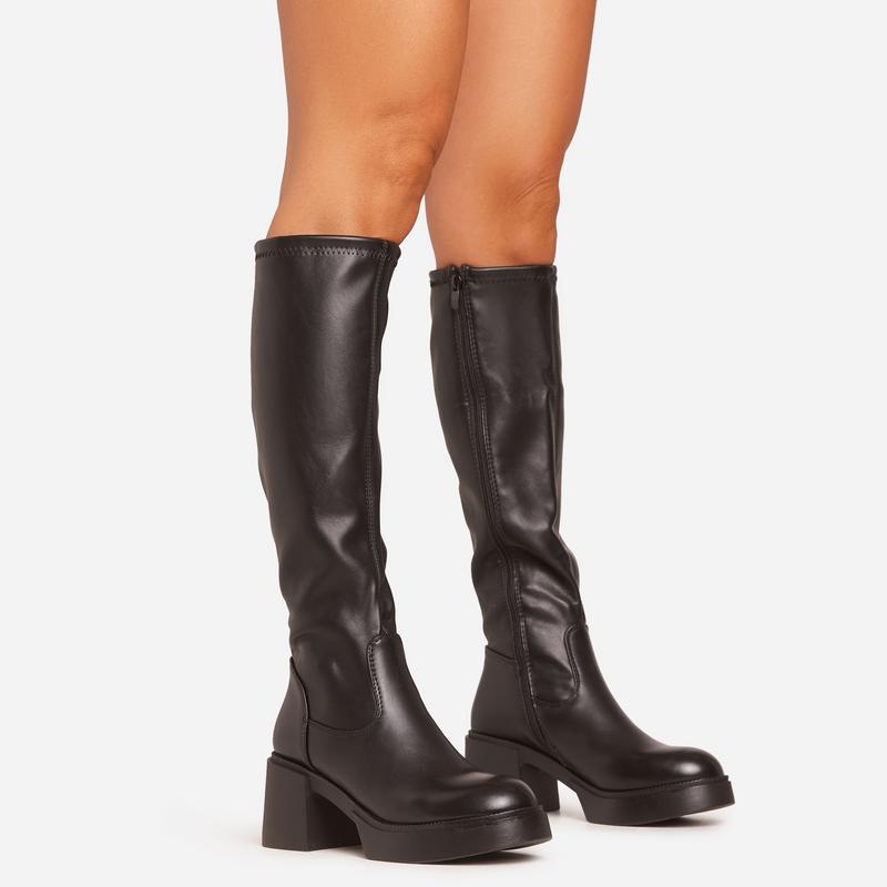 Caesar Chunky Block Heel Knee High Long Boot 0