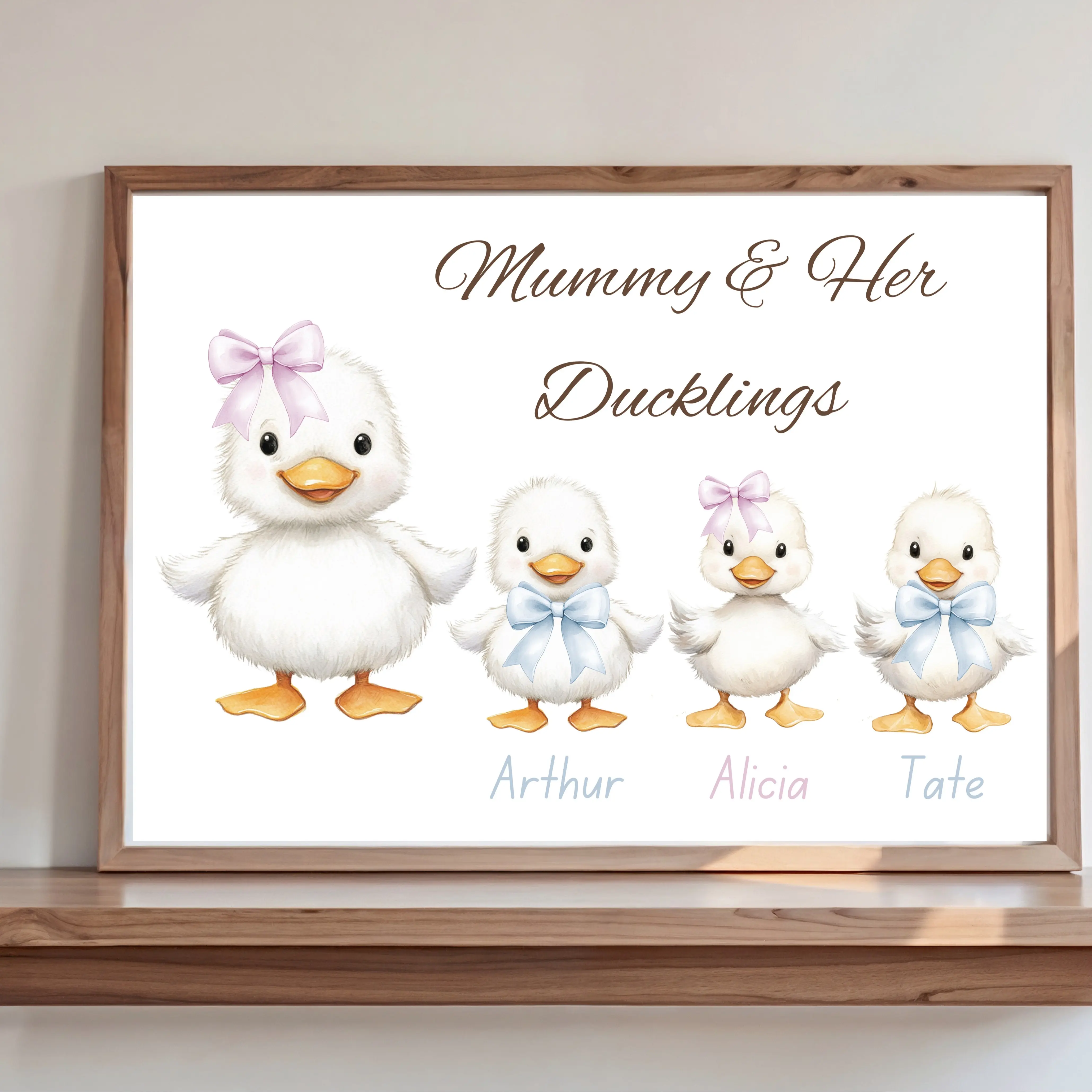 Pay what you can afford - Mummy & her ducklings A4 high glossed personalised print