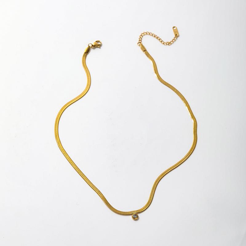 Ilaria Snake Chain Diamond Necklace / 18K Gold Plated Birthday Daily Wedding Anniversary Engagement 2