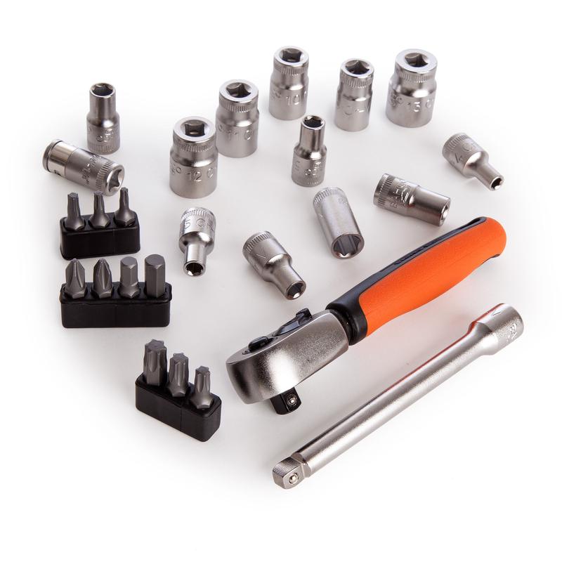 Bahco SL25 25 Piece 1/4" Hex Sockets + Mini 1/4" Ratchet & Screwdriver Bit Set 4