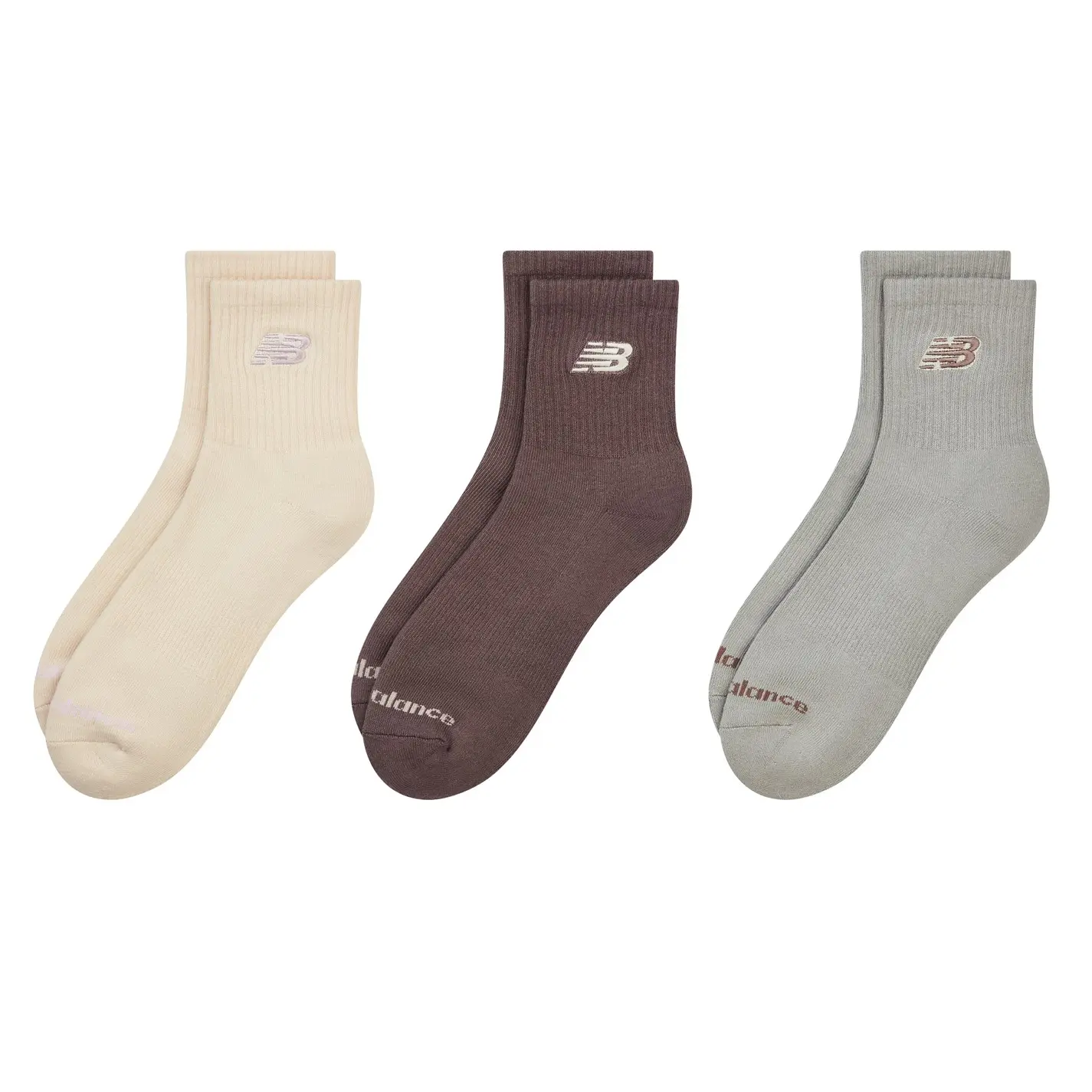 New Balance Mens 3 Pk Ankle Socks Quarter