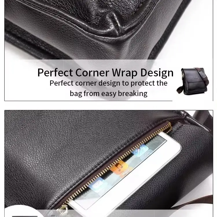 Luxury PU Leather Messenger Bag for Men - Designer Crossbody 6