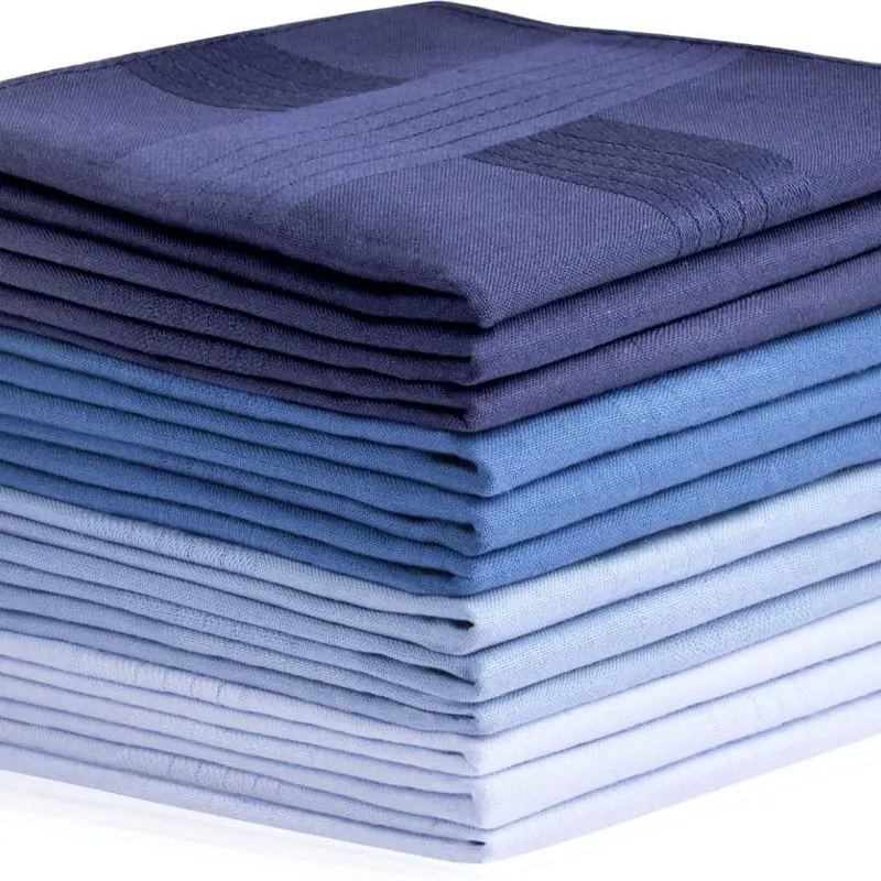 Men's Handkerchiefs, 12 Pack Large Cotton Gents Hankies Set, Mens Premium Handkerchiefs Pocket Square Hankies for Men and Women, Classic Hankie for Grooms, Weddings, Prom, Celebration, Party…
