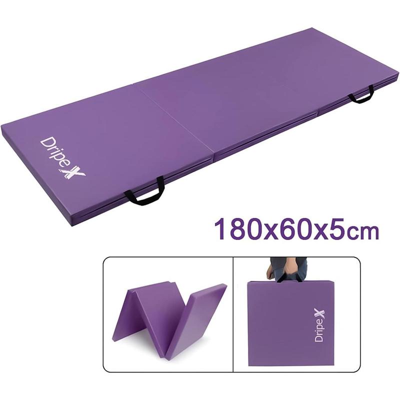 Folding Gymnastics Exercise Mat with Carry Strap - 5cm Thick Foam PU Leather Non-Slip Home Gym Yoga Mat 1