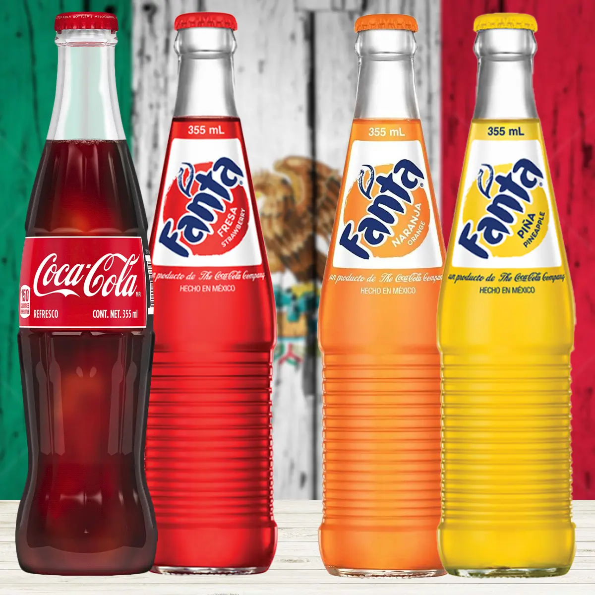 Mexican Coca Cola & Fanta Glass Bottle Range 355ml