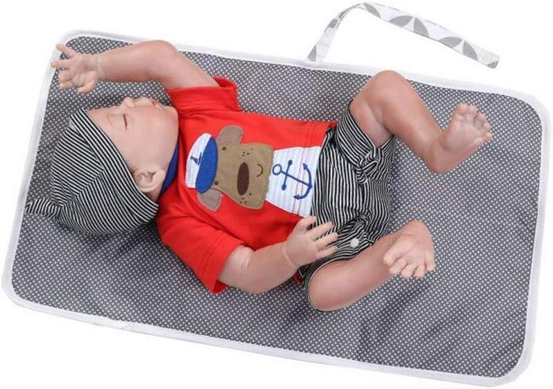 Product Introduction of Nappy Changing Mat, Foldable Diaper Pad Waterproof Travel Changing Mat with Gray Waves for Home Travel Outside（60 * 35 cm /23.62 * 13.77 in) 7