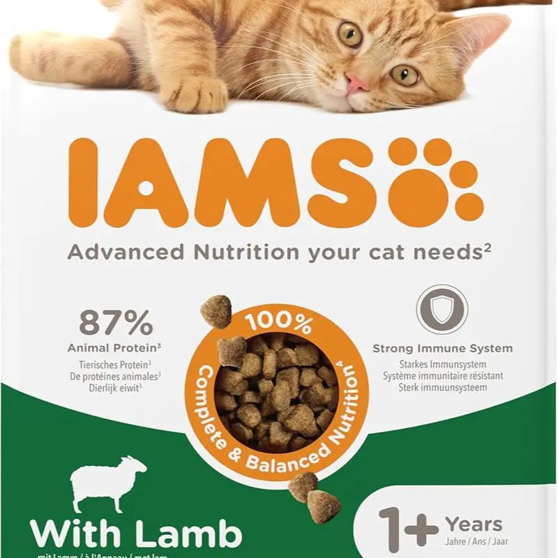 IAMS Complete Dry Cat Food for Adult 1+ Cats with Lamb 3 kg - High Protein and Low Fat 2