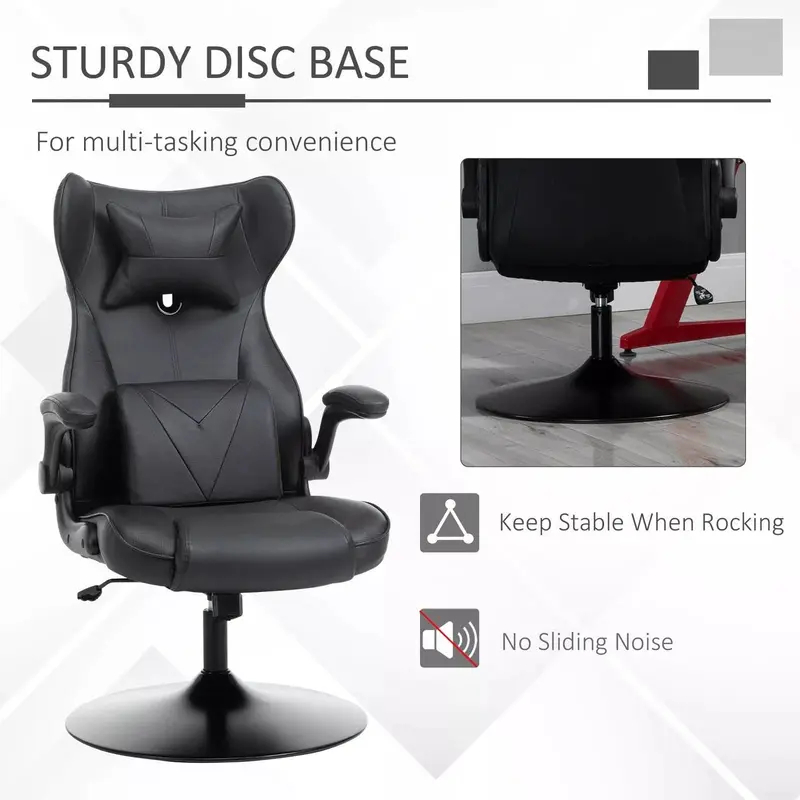 Black Ergonomic Leather Gaming Chair With Fixed Base - Take Your Gaming To The Next Level 6