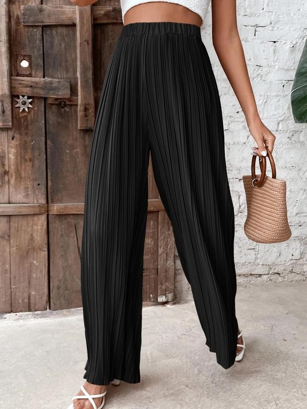 Solid Plain pleated Trousers Womenswear Bottom Fashion Women Lady Comfort Pants Comfortable Fit Elegant Love Outfit Pieces Casual Minimalist Underwear Basic 2