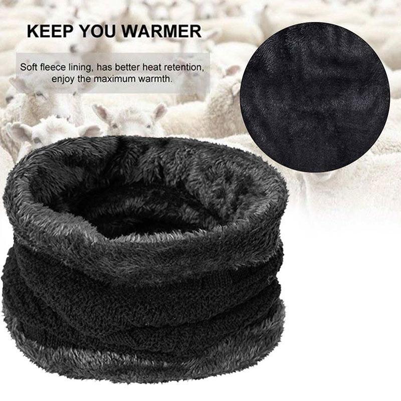 Hat Scarf Set Neck Cover Winter Warm Fleece Knitted Thick Ski Cap 7