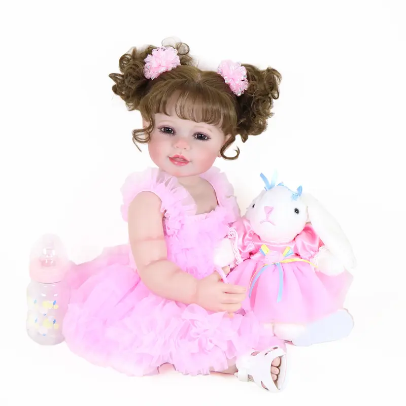 22-Inch Reborn Toddler Girl Doll - 3D Painted Skin, Visible Veins, Soft Full Vinyl Body with Rooted Hair 0