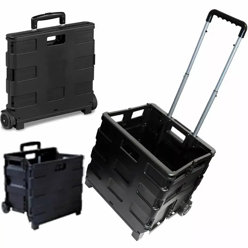 Large 25kg Folding Cart Shopping Trolley Rolling Car Boot Storage Box Best Gifts 1