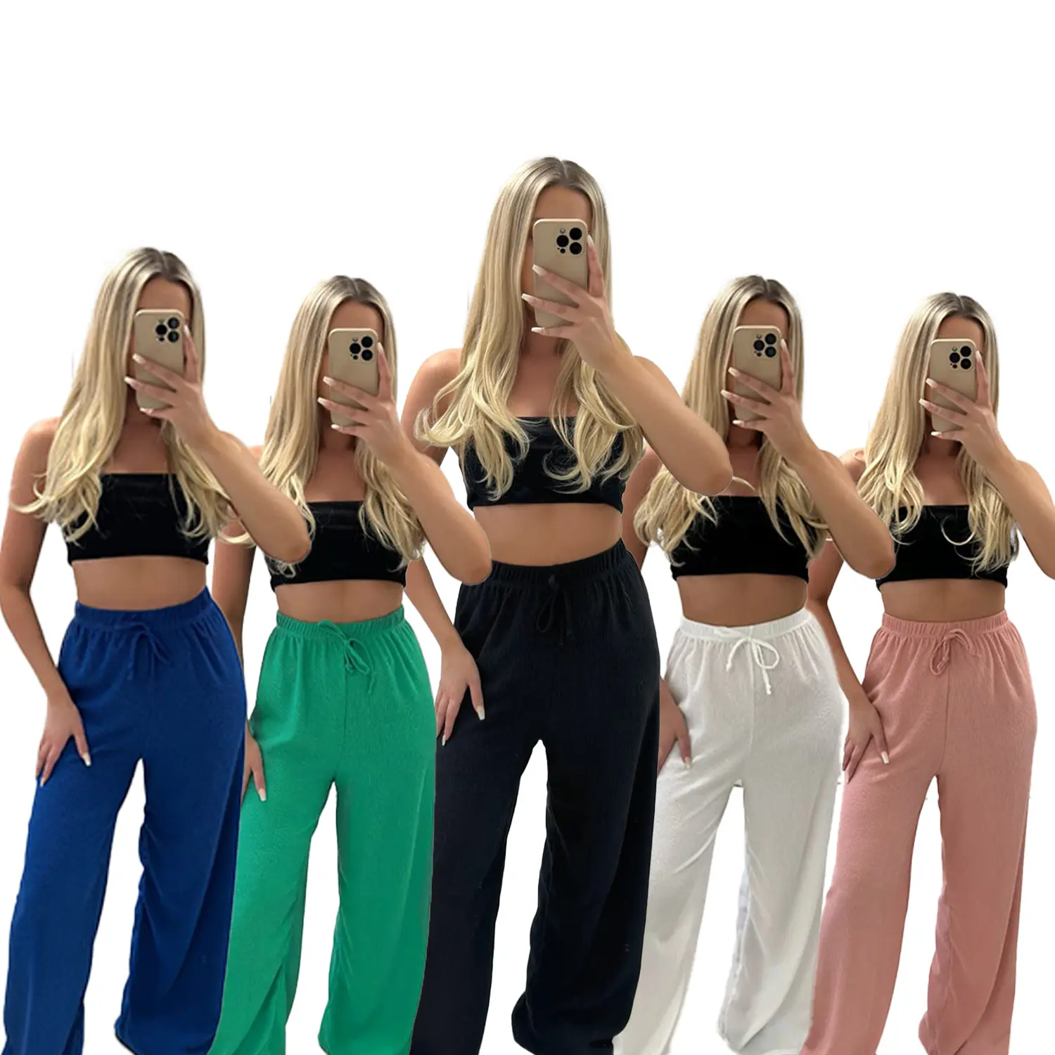 Ladies Wide Leg Drawstring Palazzo Trouser