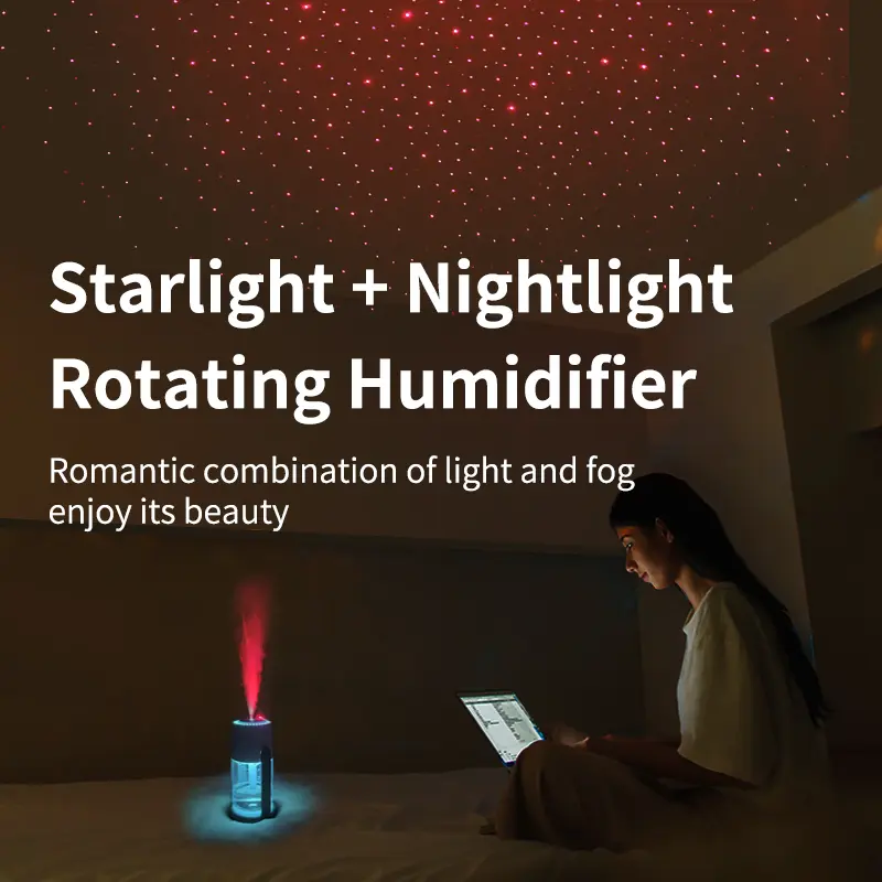 Humidifier USB Powered with Starry Sky Projection Timer Function for 6-8 Hours Auto Shut-off and Colorful Lighting Design Ideal for Bedroom Car and Office (white) 4
