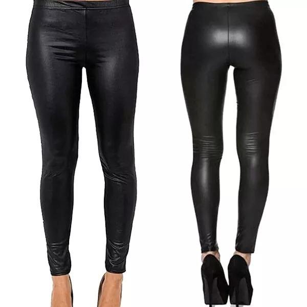 Womens Full Length Wet Look Shiny Leggings Soft Faux Leather PVC Pants Womenswear Bottom Chic Comfortable Style Fit 0